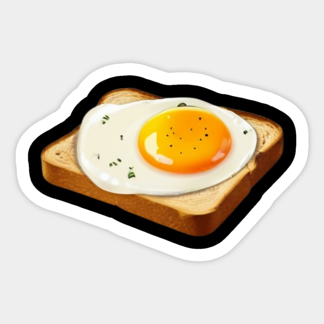 Egg Fried Vintage Retro Japan Japanese Bread Toast Sandwich Kawaii Yummy Sticker by Flowering Away